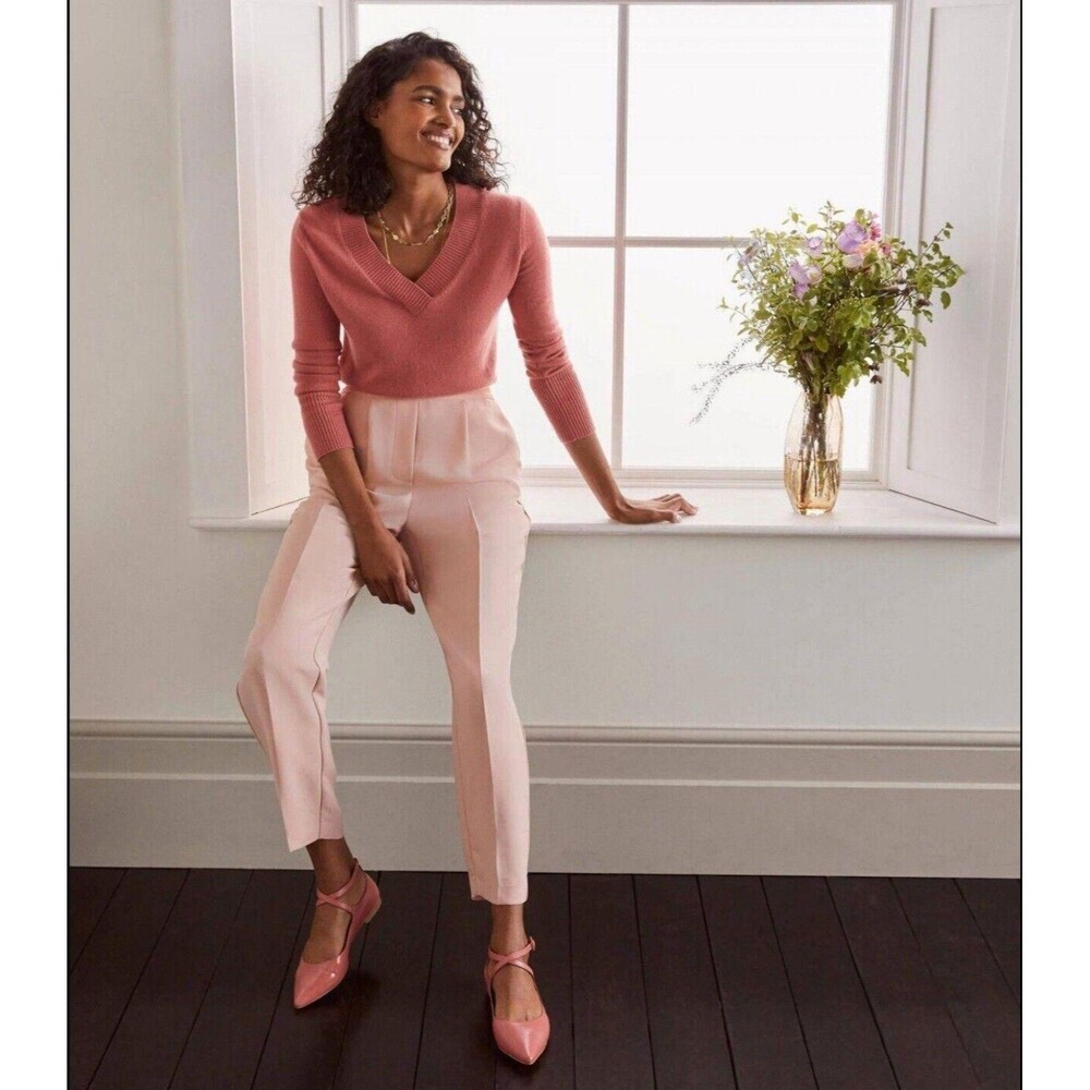 NWT Boden Dress Pants Size 4L Albemarle Straight Pleated Milkshake T0729 LPK